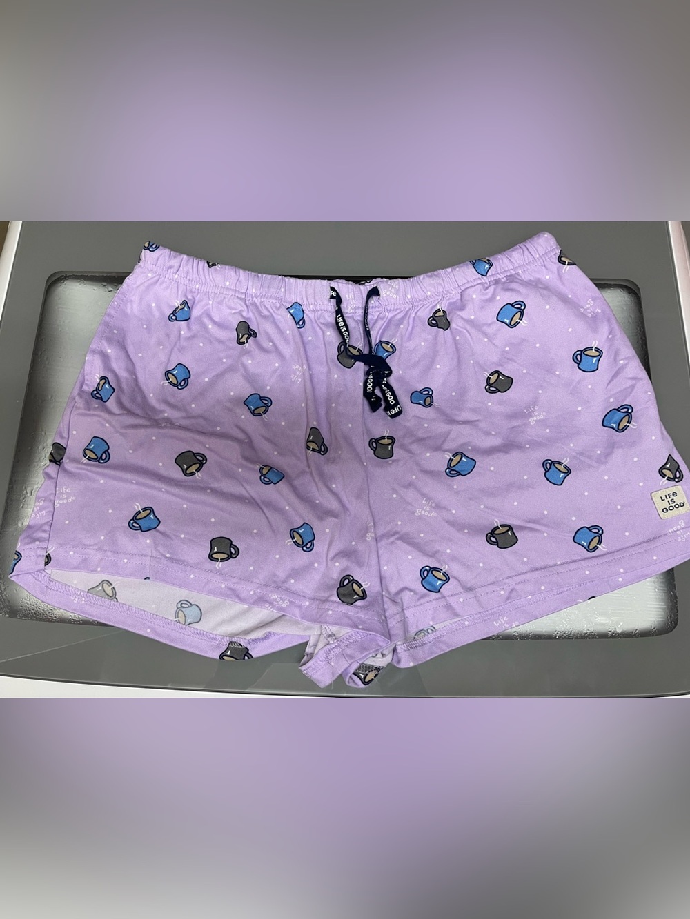 Lavender Life is good Cup Print Lounge Shorts